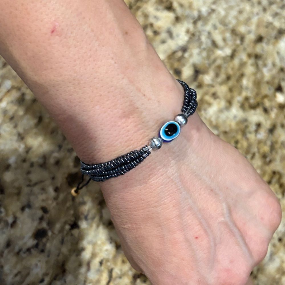Blue Evil Eye Beaded Bracelet